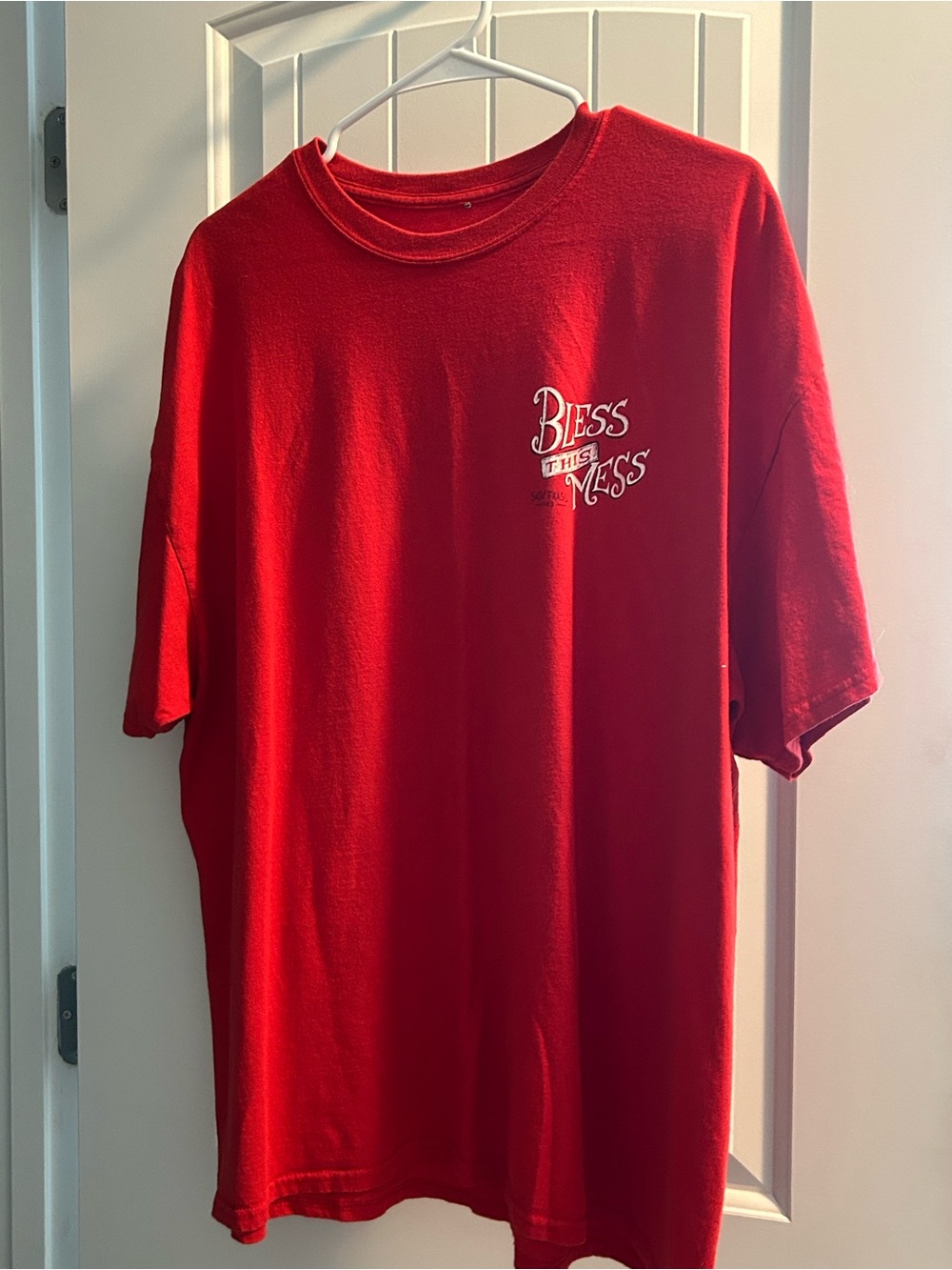 Graphic Red T-Shirt - "Bless This Mess"